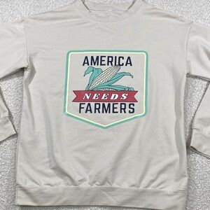 America Needs Farmers Cream Crewneck Sweater woman’s and men’s . 100% cotton M